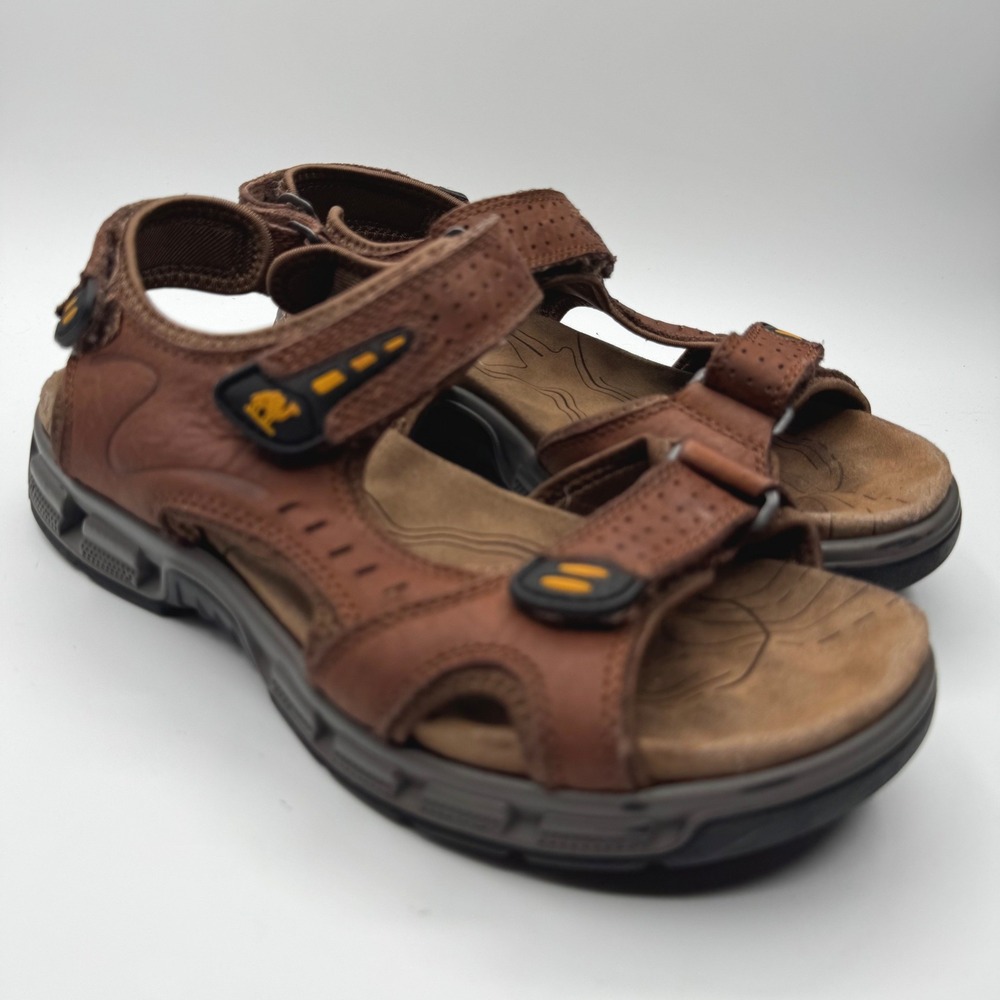 Camel Crown Mens Brown Leather Sport Sandals Hiking Walking Shoes Size 7